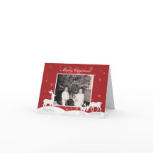 ホワイトトナカイ&スノーフレークズ折り畳みホリデーカード