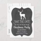 ホワイトトナカイChalkboard年間クリスマスパーティー 案内ポストカード (正面/裏面)