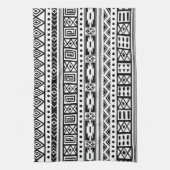 ホワイトトライバルイカットシームレスパターン キッチンタオル (縦)