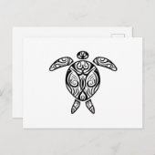 ホワイトトライバルハワイアンタトゥーボホシータートル ポストカード (正面/裏面)