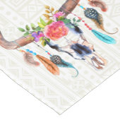 ホワイトトライバルパターンブルスカル ショートテーブルランナー (コーナー)