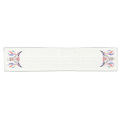 ホワイトトライバルブルスカルと羽毛 ショートテーブルランナー (横)