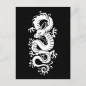 ホワイトトライバル中国のドラゴンのブラック ポストカード (正面)
