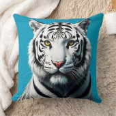 ホワイトトラポップ・アートのガーアート – 激しいカラフル野生猫 クッション (ブランケット)