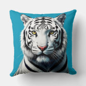 ホワイトトラポップ・アートのガーアート – 激しいカラフル野生猫 クッション (裏面)