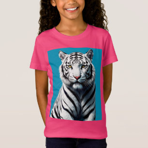 ホワイトトラポップ・アートのガーアート – 激しいカラフル野生猫 Tシャツ