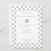 ホワイトトリカラーポメラニア犬かわいい犬の誕生日パーティー 招待状 (裏面)