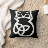 ホワイトトリニティノットケルト猫装飾用クッション クッション (ブランケット)