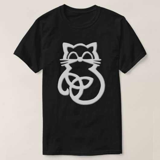 ホワイトトリニティノットケルト猫Tシャツ Tシャツ (デザイン正面)
