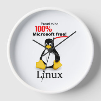 ホワイトトリム付きLinuxウォールクロック – Microsoft Free 壁時計