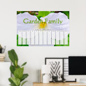 ホワイトトリリウムカスタム日カレンダー ポスター (ホームオフィス)