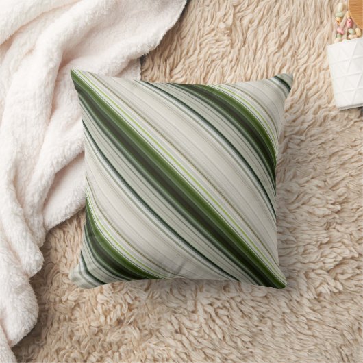 ホワイトトリリウムスホワイトとグリーンストライプのとプレイド クッション (ブランケット)