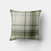 ホワイトトリリウムスホワイトとグリーンストライプのとプレイド クッション (裏面)