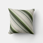 ホワイトトリリウムスホワイトとグリーンストライプのとプレイド クッション (正面)