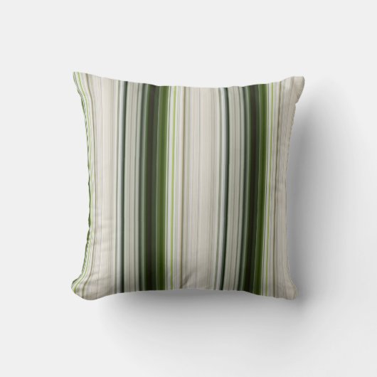 ホワイトトリリウムスホワイトアンドグリーンストライプ クッション (正面)