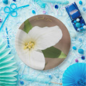 ホワイトトリリウムフラワーラージ紙プレート ペーパープレート (パーティー)