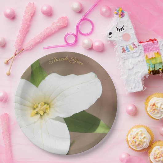 ホワイトトリリウムフラワーラージ紙プレート ペーパープレート (パーティー)