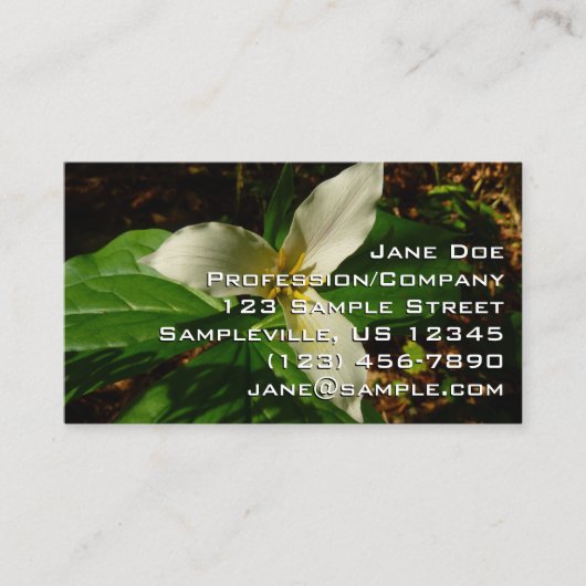 ホワイトトリリウムフラワー春ワイルドフラワー 名刺 (正面)