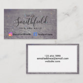 ホワイトトレンディーグリッターヘア&爪、 ネイルサロン モダン 名刺 (正面/裏面)