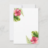 ホワイトトロピカルハイビスカス結婚シックのテーブル番号 招待状 (裏面)