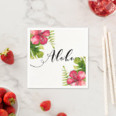 ホワイトトロピカルハイビスカス葉スシッ結婚クズアロハ スタンダードカクテルナプキン (インサイチュ)