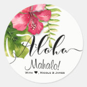 ホワイトトロピカルハイビスカス離れス結婚式の引き出物 ラウンドシール (正面)