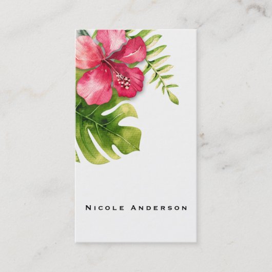 ホワイトトロピカルハイビ離れスカスシッエレガントクフローラ 名刺 (正面)