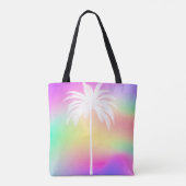 ホワイトトロピカルパームカラフルヴィンテージエレガント トートバッグ (裏面)