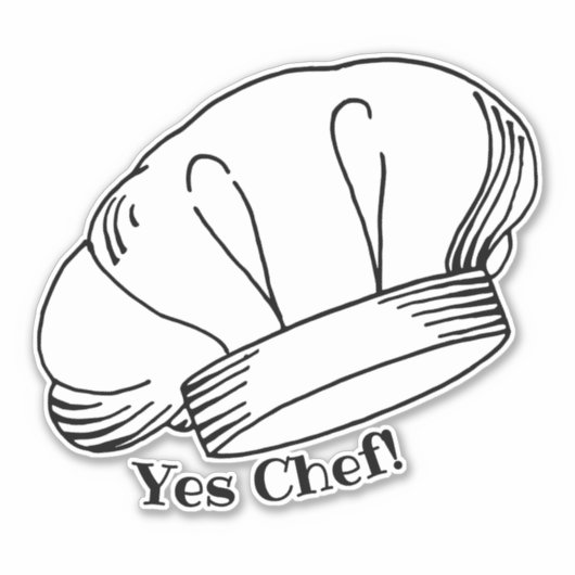 ホワイトトークブランシュシェフハットYesシェフ引用文 シール (正面)