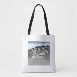 ホワイトトートバッグ – 砂の中の2ハート トートバッグ