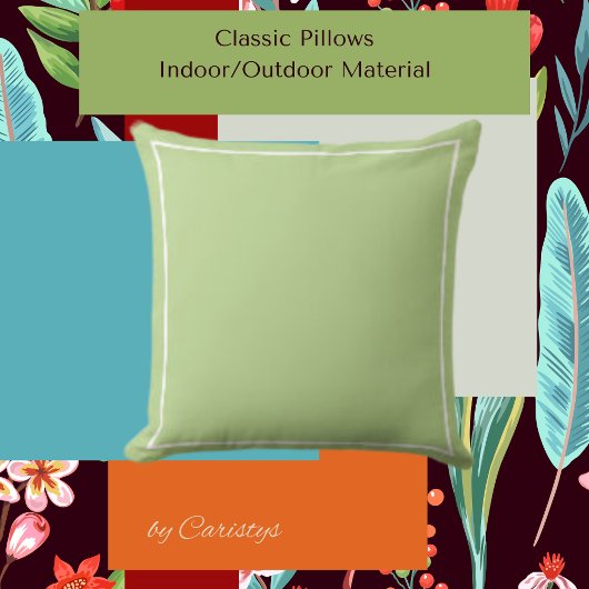 ホワイトト無地のリム付きグリーンミント アウトドアクッション