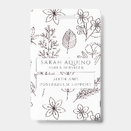 ホワイトドお洒落ウラの手書きフローラ バッジ