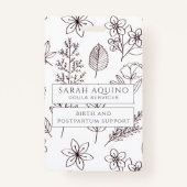 ホワイトドお洒落ウラの手書きフローラ バッジ (正面)