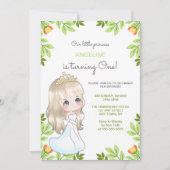 ホワイトドお洒落レスプリンセスフローラ誕生日 招待状 (正面)