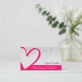 ホワイトドかわいらしリップピンクハートカリグラフィ爪、 ネイル 名刺 (スタンド正面)