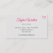 ホワイトドかわいらしリップピンクハートカリグラフィ爪、 ネイル 名刺 (裏面)