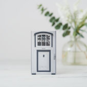 ホワイトドアの注意開おもしろい点をノックする 名刺 (スタンド正面)