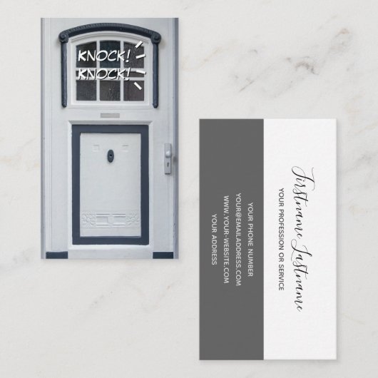 ホワイトドアの注意開おもしろい点をノックする 名刺 (正面/裏面)