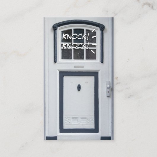 ホワイトドアの注意開おもしろい点をノックする 名刺 (正面)