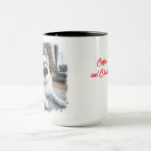 ホワイトドイツのシェパードクリスマスマグカップ マグカップ (中央)