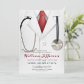 ホワイトドクターコートモダン看護学校卒業 招待状 (スタンド正面)