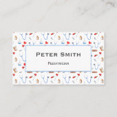 ホワイトドクター機器パターン小児科医 名刺 (正面)