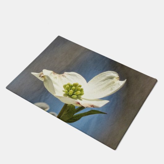 ホワイトドッグウッド開花 ドアマット (アングル)