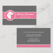 ホワイトドッグオンピンク&グレードッグウォーカーペットシッター 名刺 (正面/裏面)