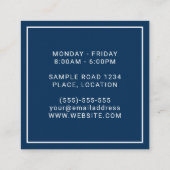 ホワイトドッグシルエットOn Blue – 獣医クリニック スクエア名刺 (裏面)