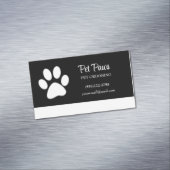 ホワイトドッグポーオンブラックペットグルーミングサービスブシ マグネット名刺 (インサイチュ)