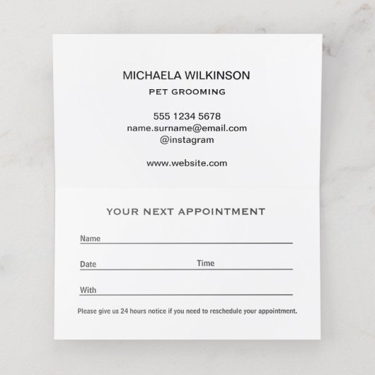 ホワイトドッグポーオンブラックペットグルーミングサービス 予約カード (内部開封)