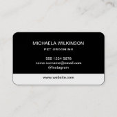 ホワイトドッグポーオンブラックペットグルーミングサービス 名刺 (裏面)