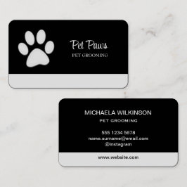 ホワイトドッグポーオンブラックペットグルーミングサービス 名刺