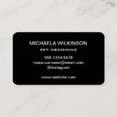 ホワイトドッグポーオンブラックペットグルーミングサービス 名刺 (裏面)